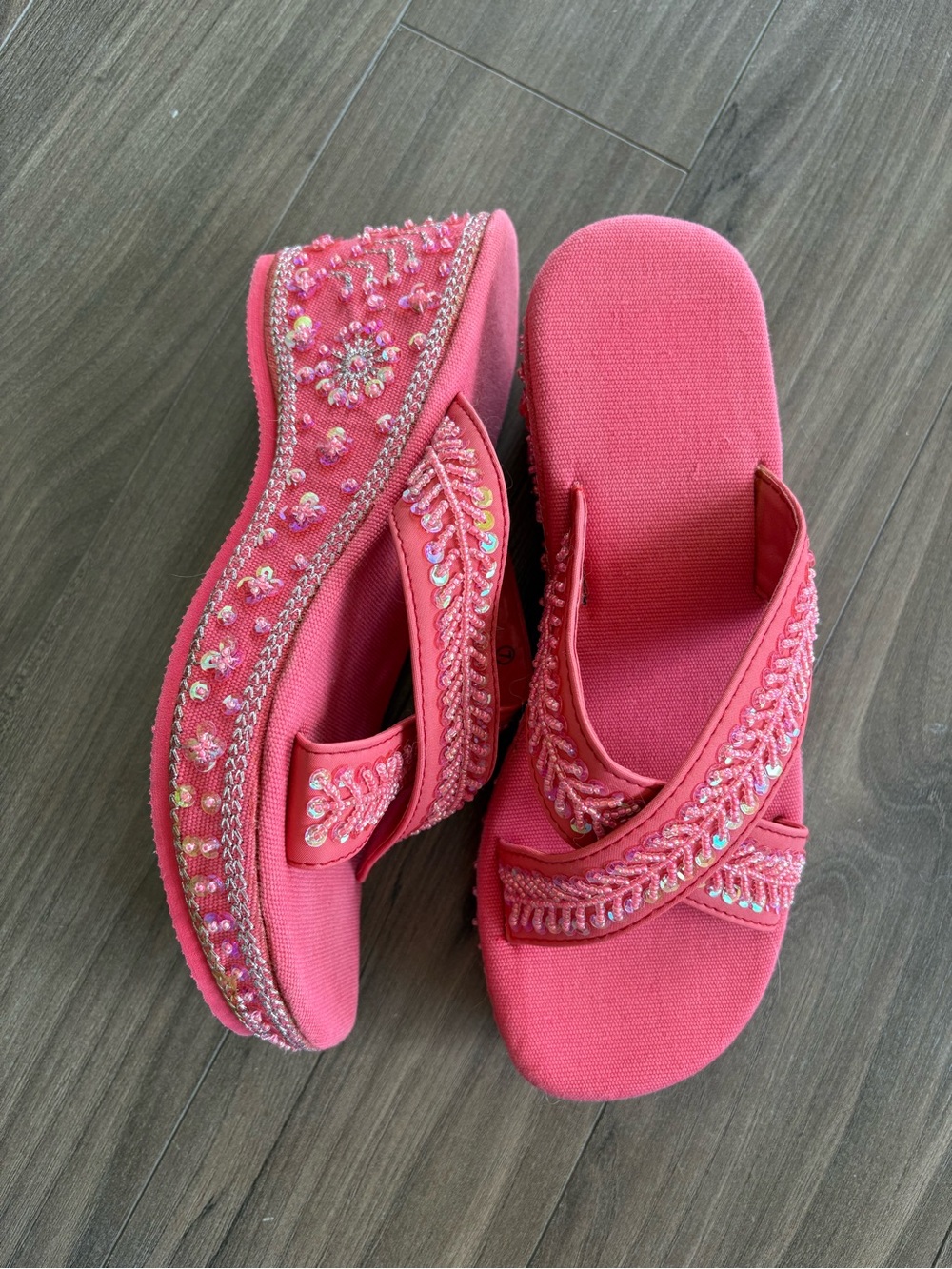 Y2K Fairycore Embellished Pink Women's Slip-On Sandals